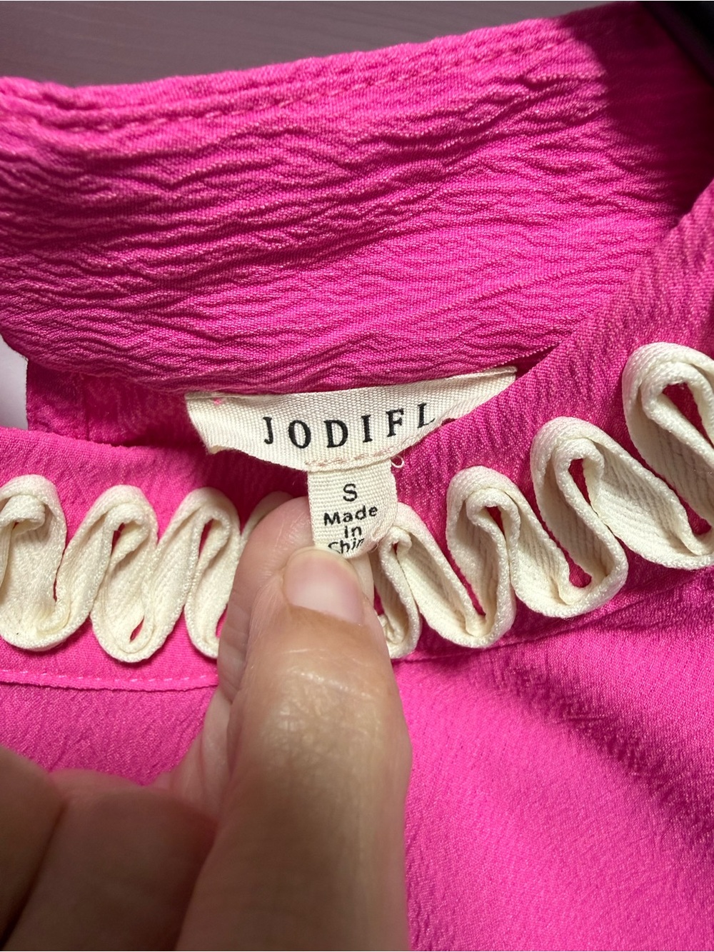 JODIFL Hot Pink Ruffled Trim Blouse - Picture 3 of 9